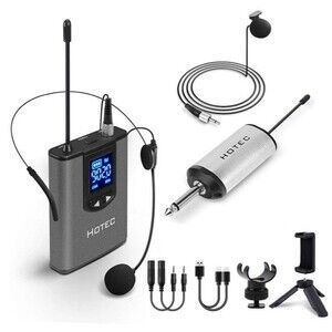 HOTEC UHF Wireless Headset Microphone/Lavalier Lapel Mic with Bodypack